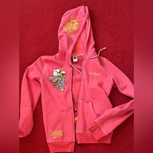 ED HARDY coral hoodie